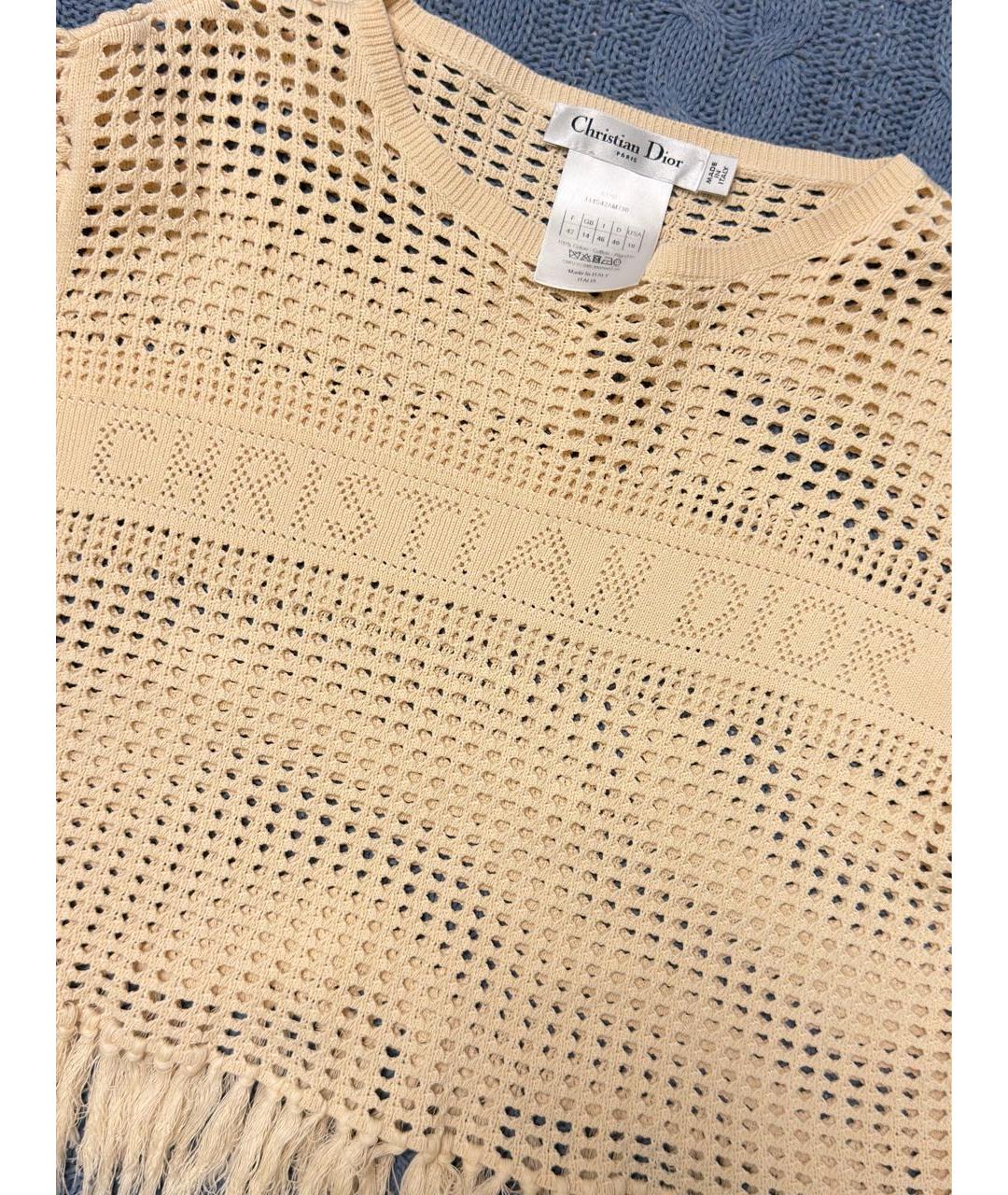 CHRISTIAN DIOR Бежевый хлопковый джемпер / свитер, фото 4