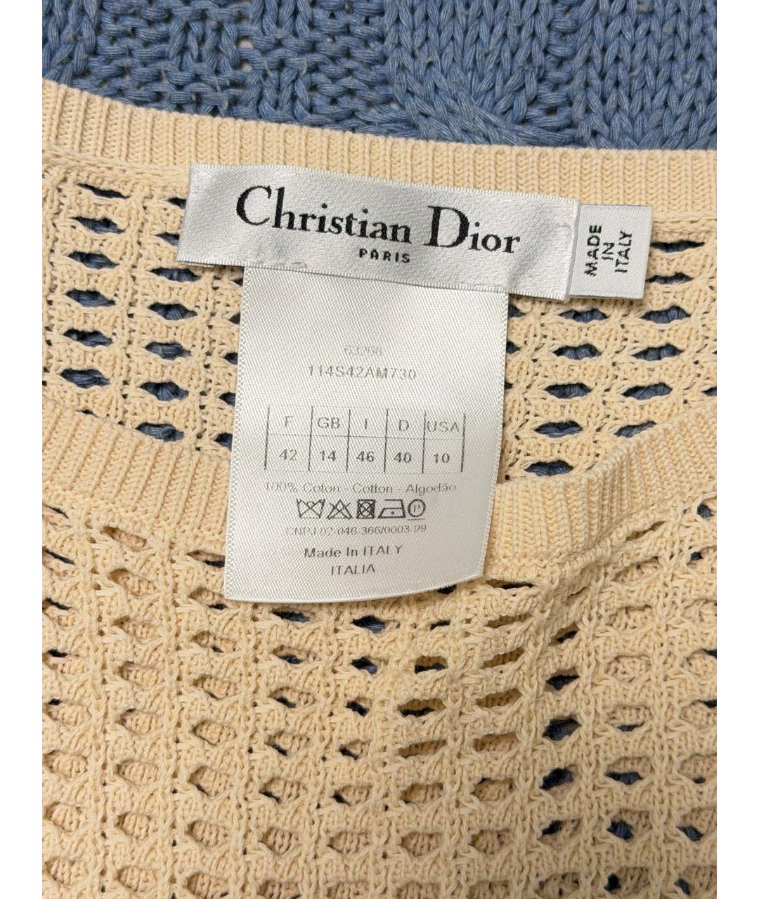 CHRISTIAN DIOR Бежевый хлопковый джемпер / свитер, фото 3