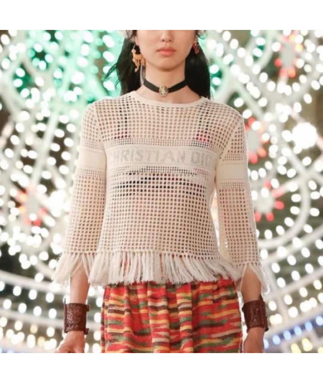 CHRISTIAN DIOR Бежевый хлопковый джемпер / свитер, фото 6