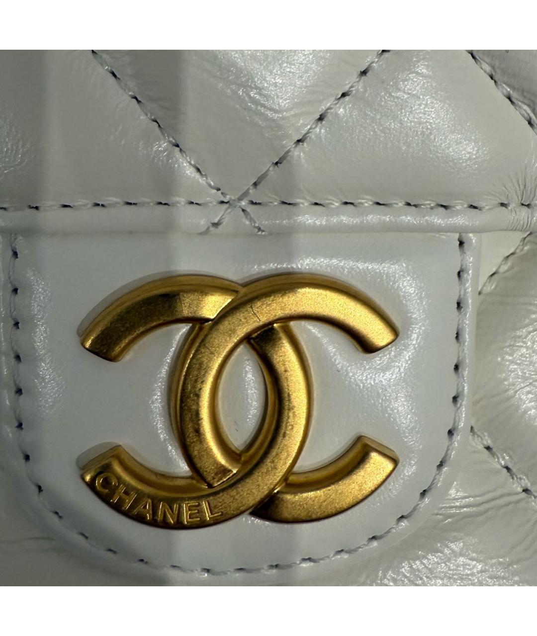 CHANEL Белая кожаная сумка через плечо, фото 7
