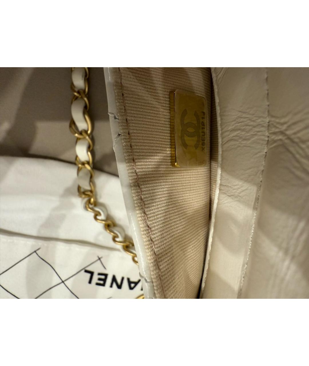 CHANEL Белая кожаная сумка через плечо, фото 8