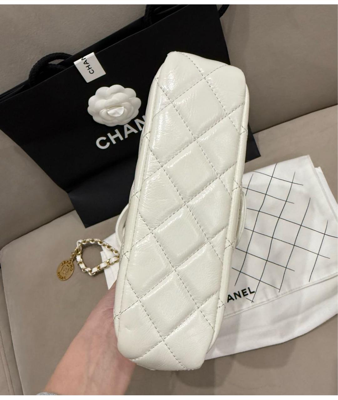 CHANEL Белая кожаная сумка через плечо, фото 5