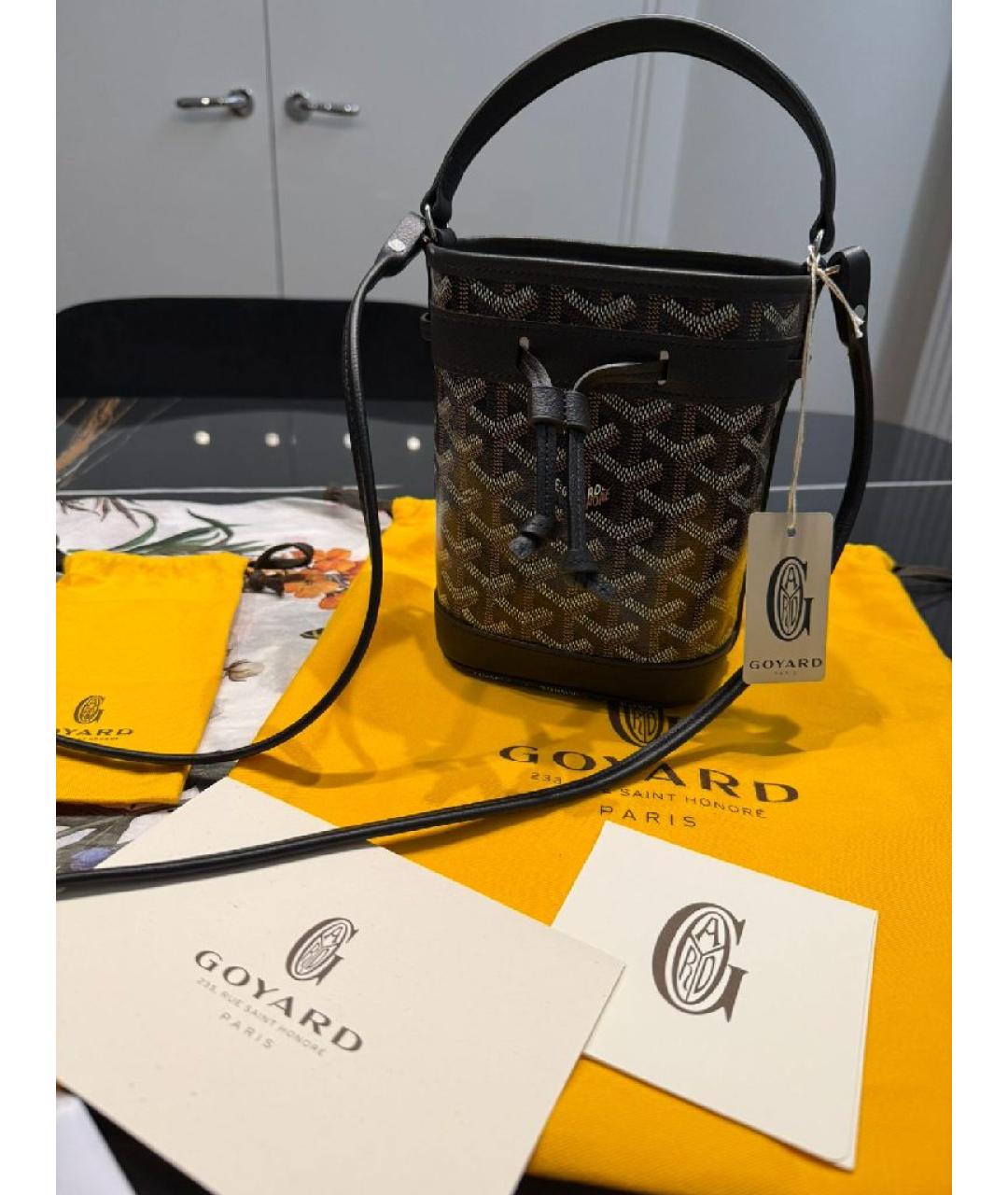 GOYARD Черная кожаная сумка через плечо, фото 5