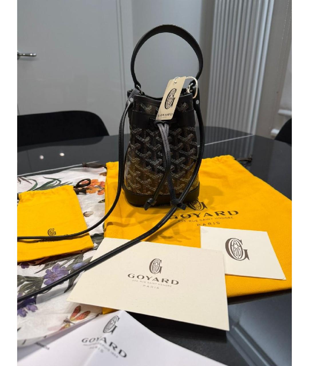 GOYARD Черная кожаная сумка через плечо, фото 7