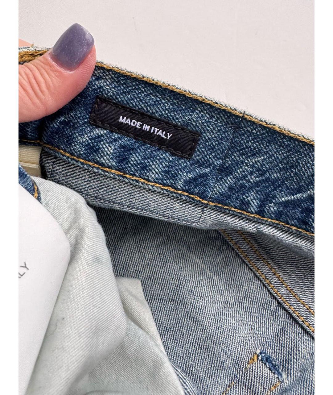 R13 Синие хлопковые прямые джинсы, фото 8