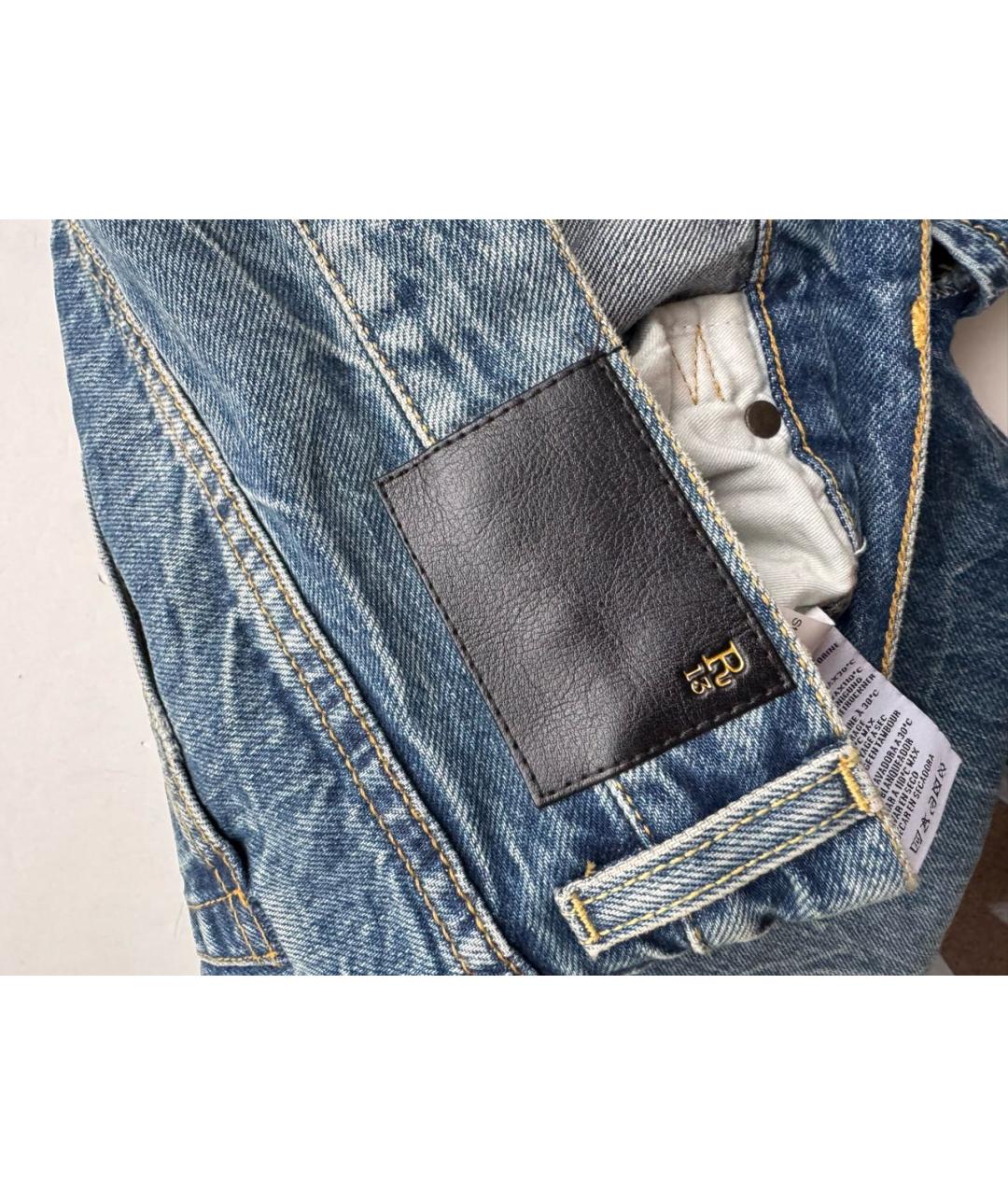 R13 Синие хлопковые прямые джинсы, фото 6