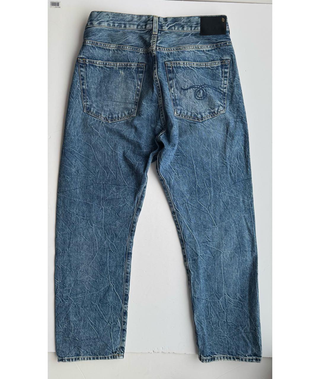 R13 Синие хлопковые прямые джинсы, фото 5