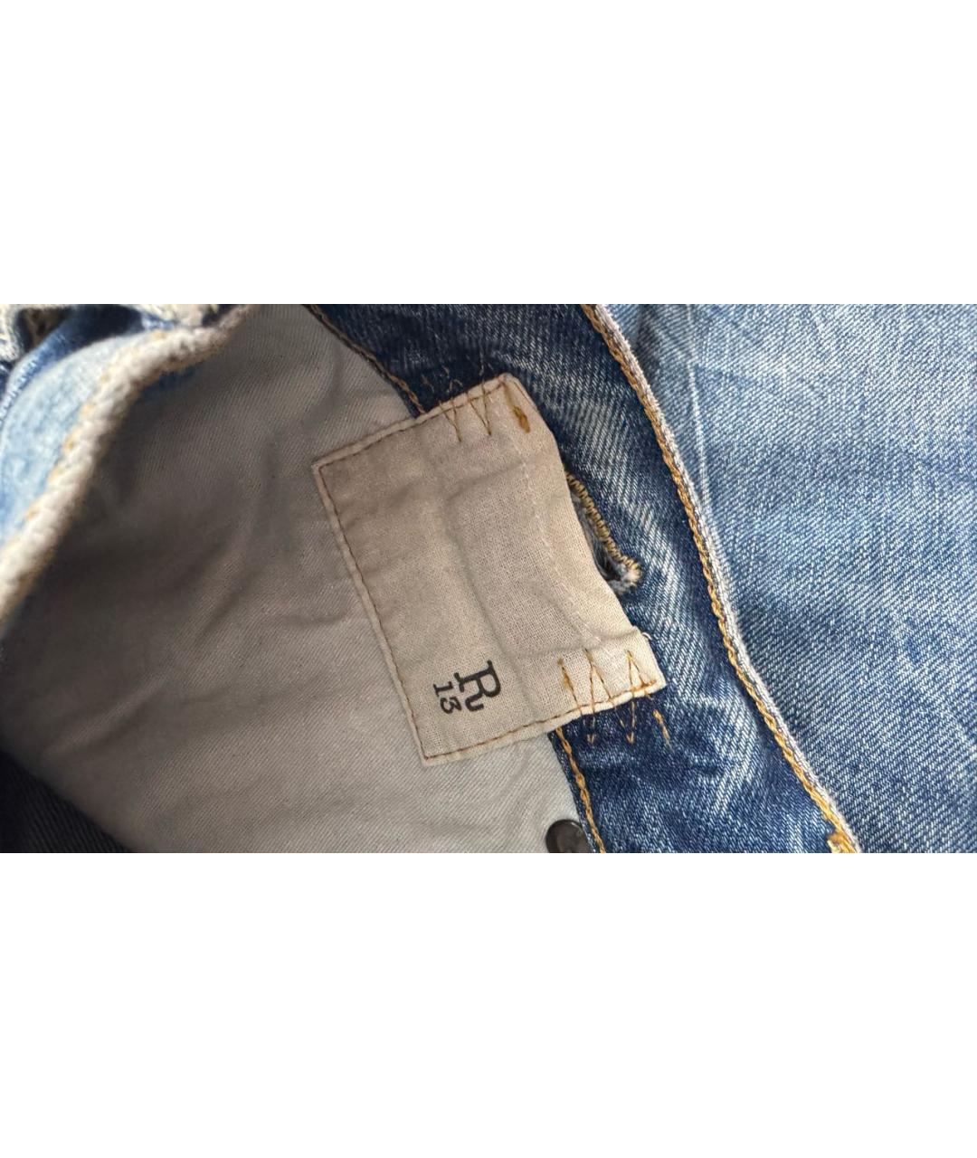 R13 Синие хлопковые прямые джинсы, фото 4