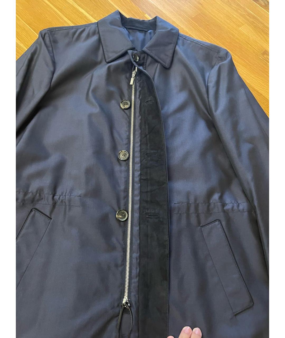 BRIONI Темно-синий шелковый тренч / плащ, фото 2