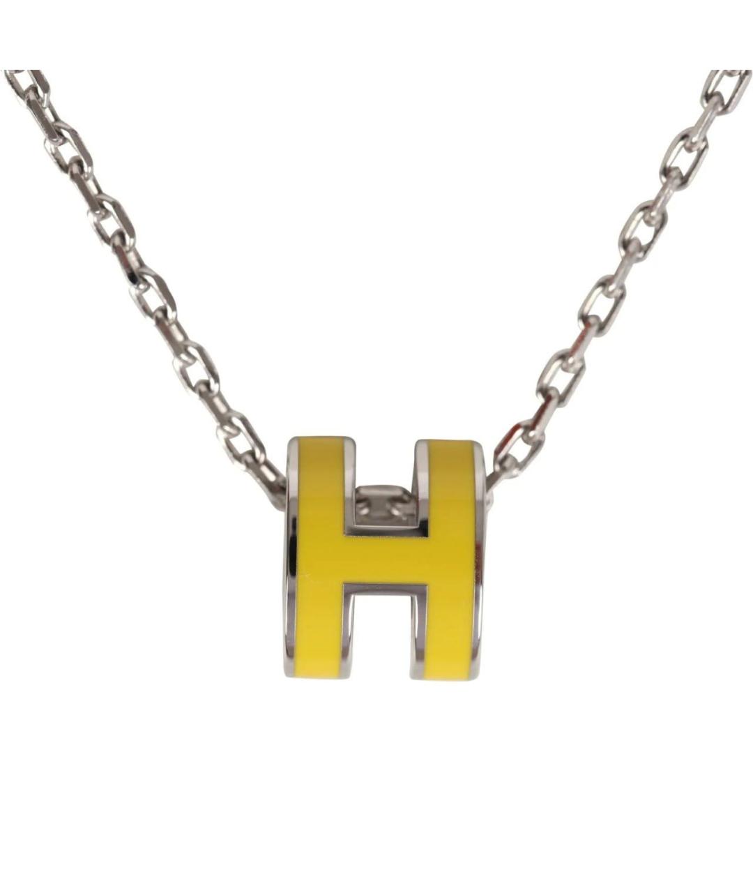 HERMES Желтая металлическая подвеска, фото 2