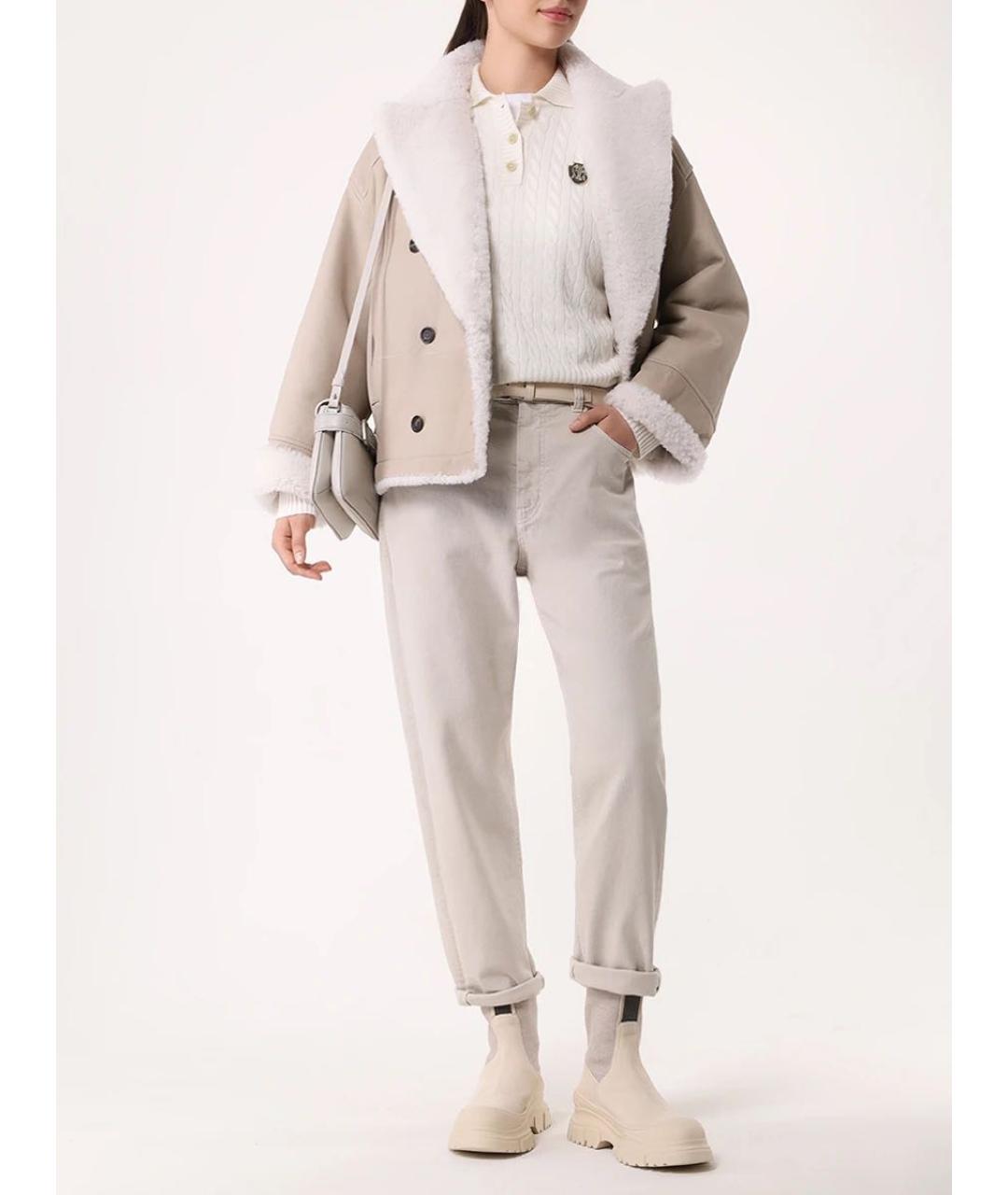 BRUNELLO CUCINELLI Бежевая меховая шуба, фото 8