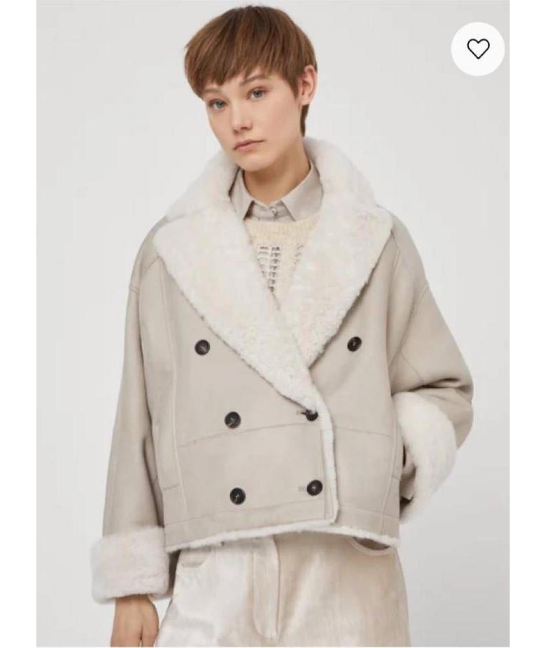 BRUNELLO CUCINELLI Бежевая меховая шуба, фото 5