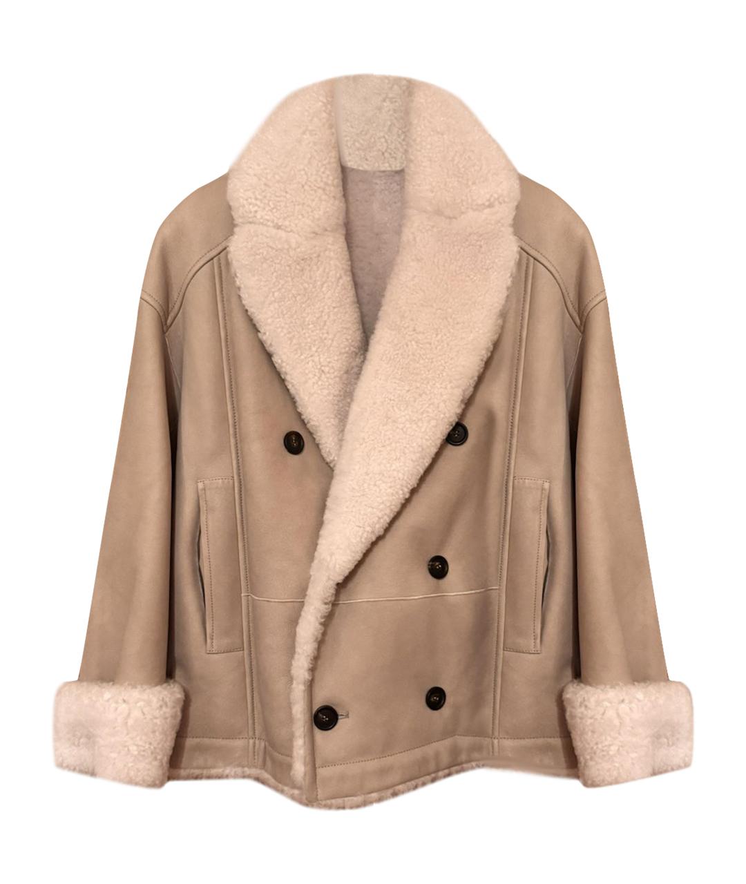 BRUNELLO CUCINELLI Бежевая меховая шуба, фото 1