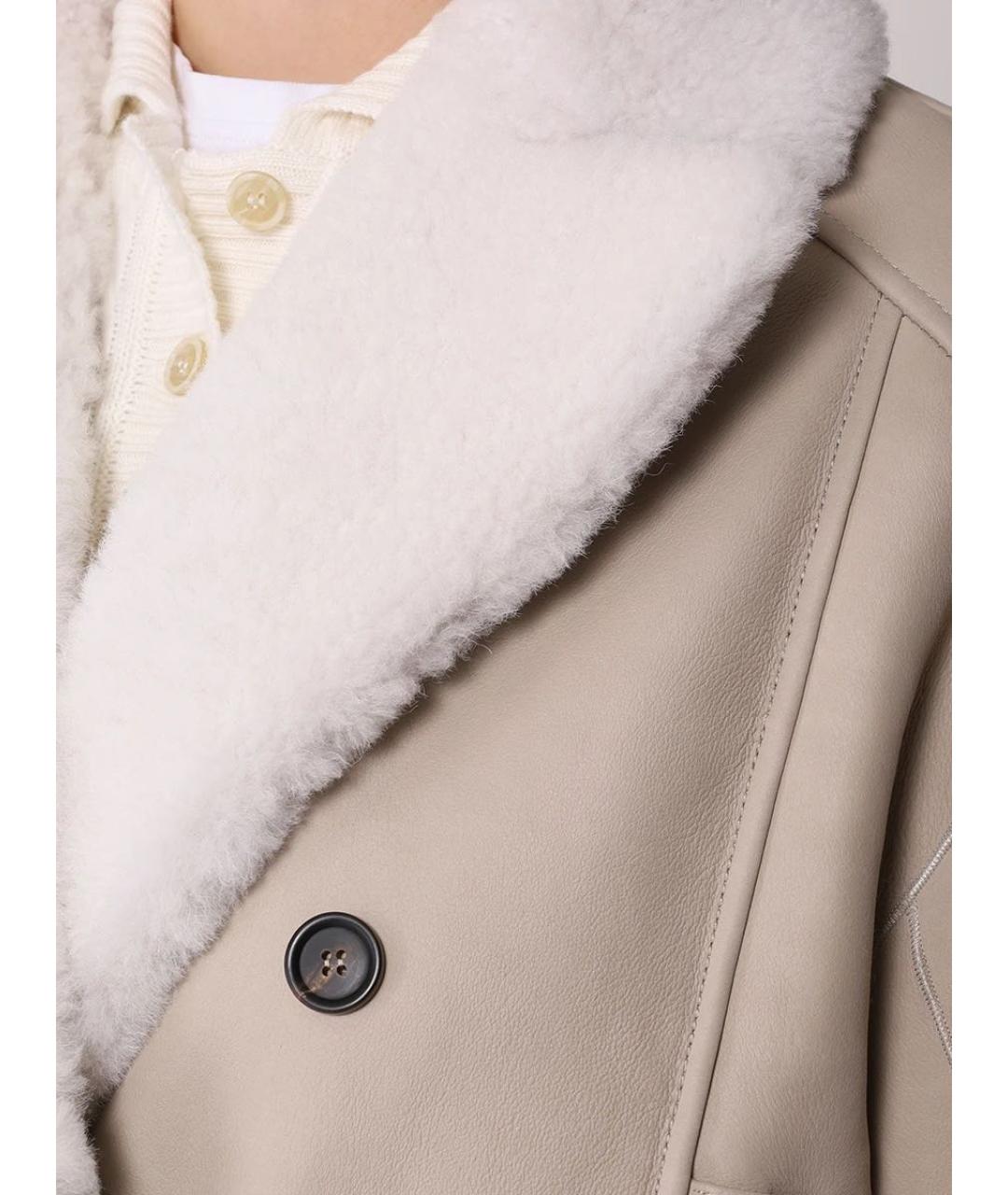 BRUNELLO CUCINELLI Бежевая меховая шуба, фото 7