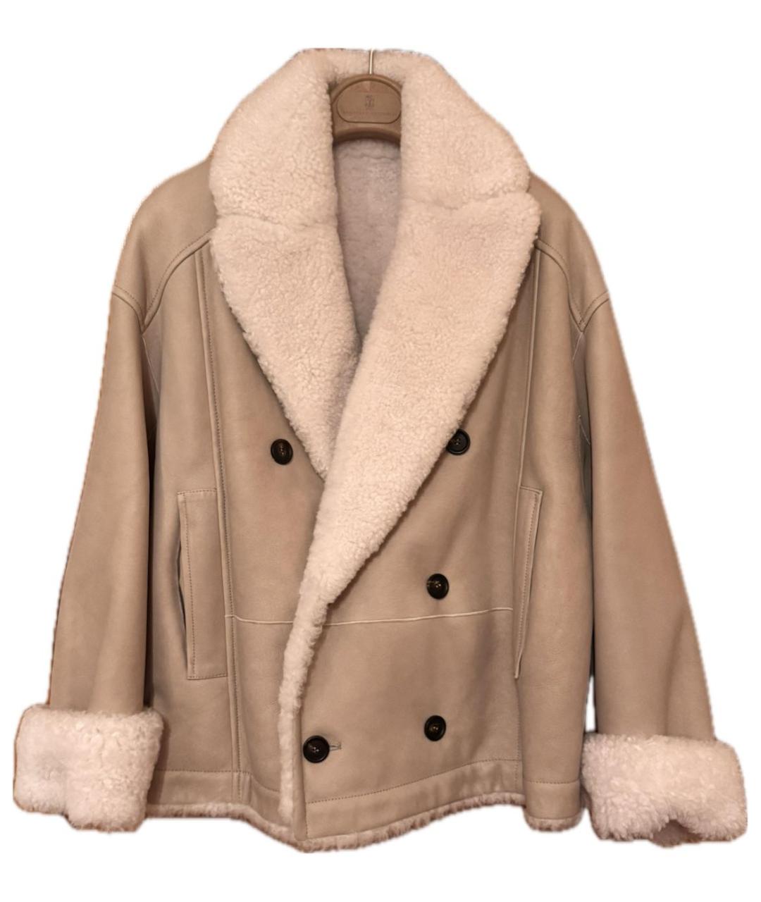 BRUNELLO CUCINELLI Бежевая меховая шуба, фото 9