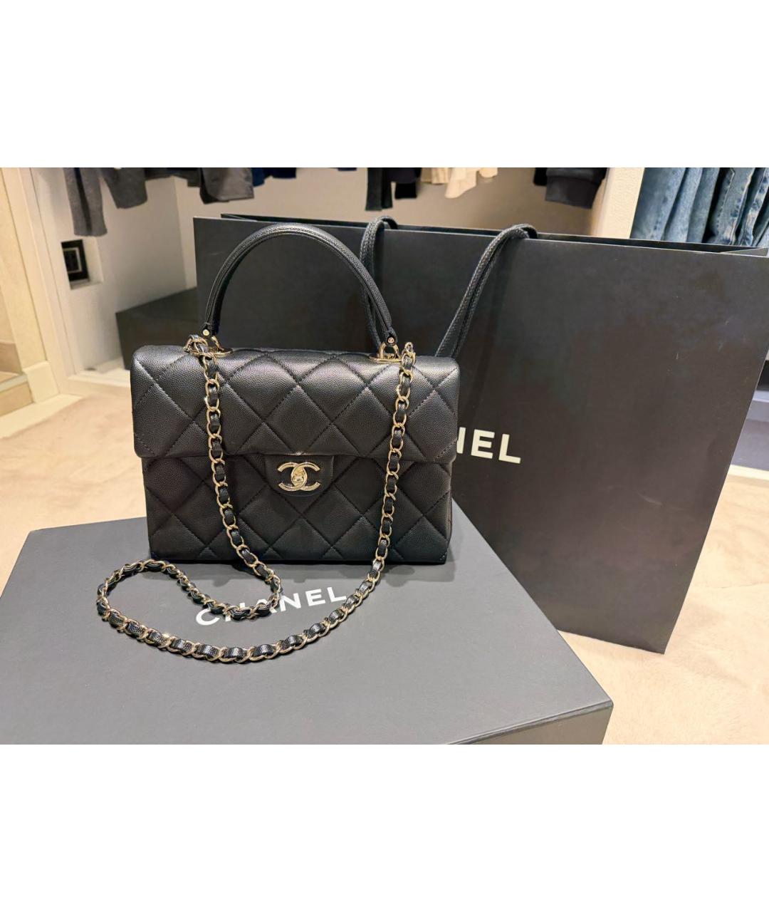 CHANEL Черная кожаная сумка через плечо, фото 5