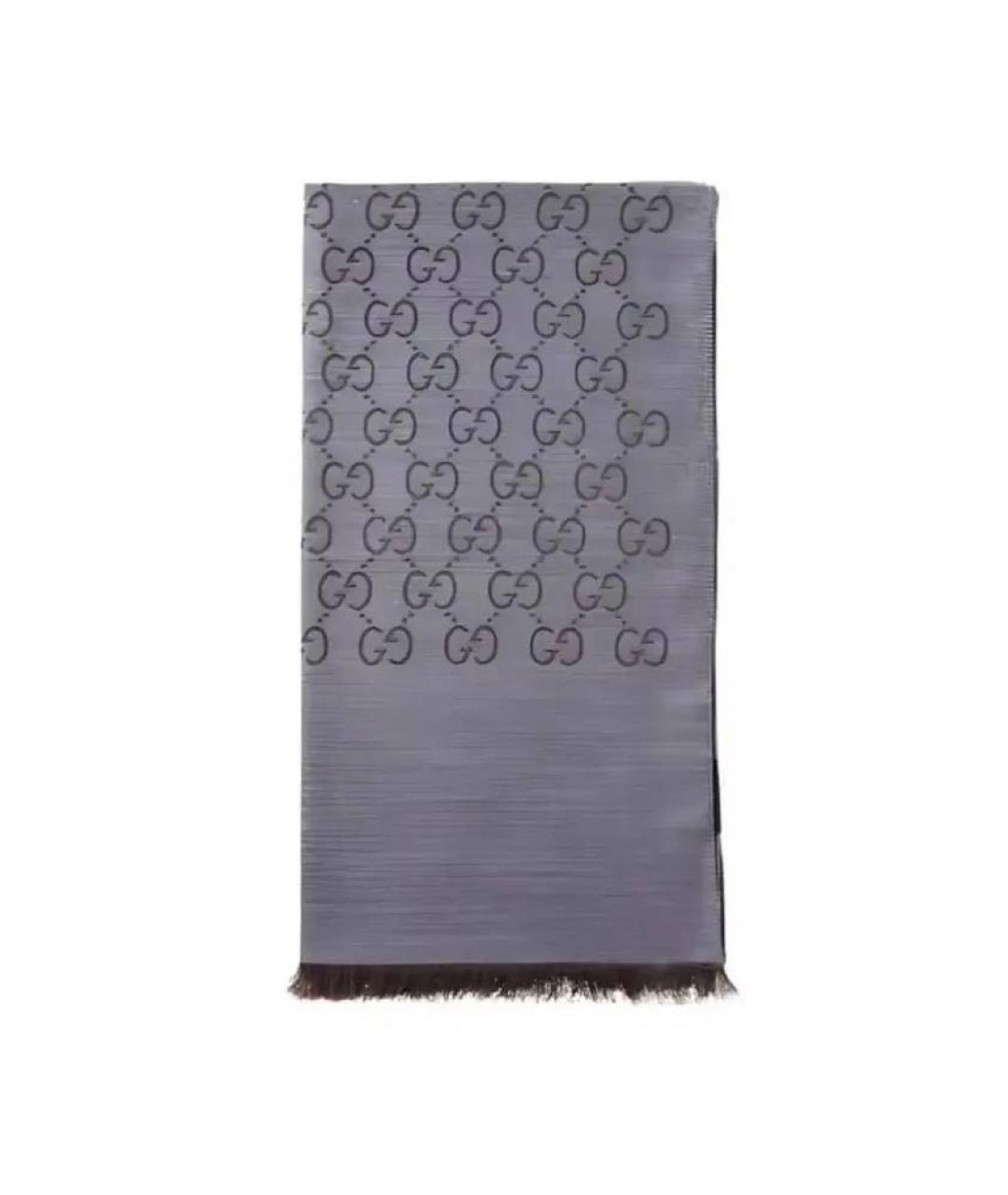 HERMES Серый шерстяной шарф, фото 2