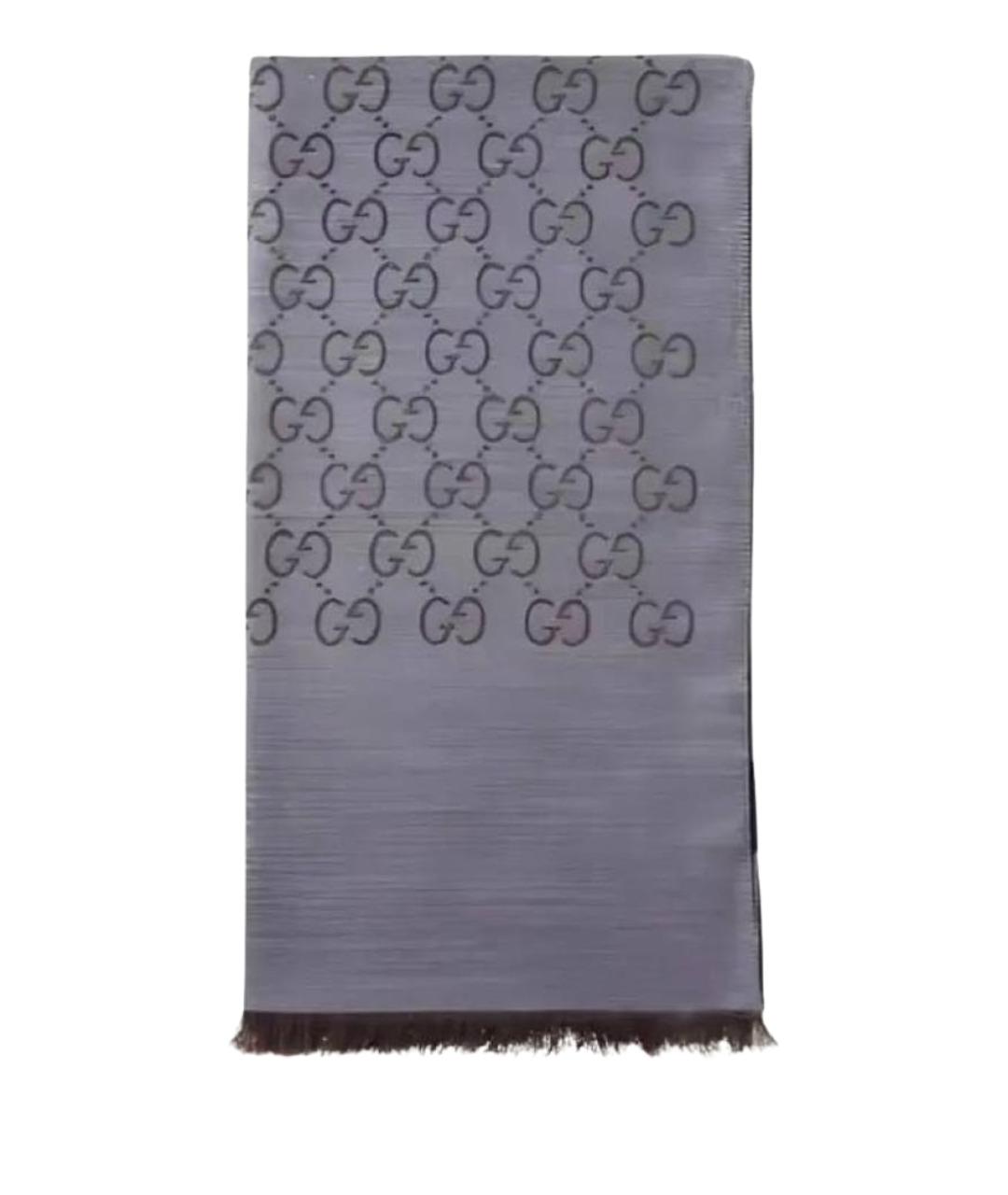 HERMES Серый шерстяной шарф, фото 1