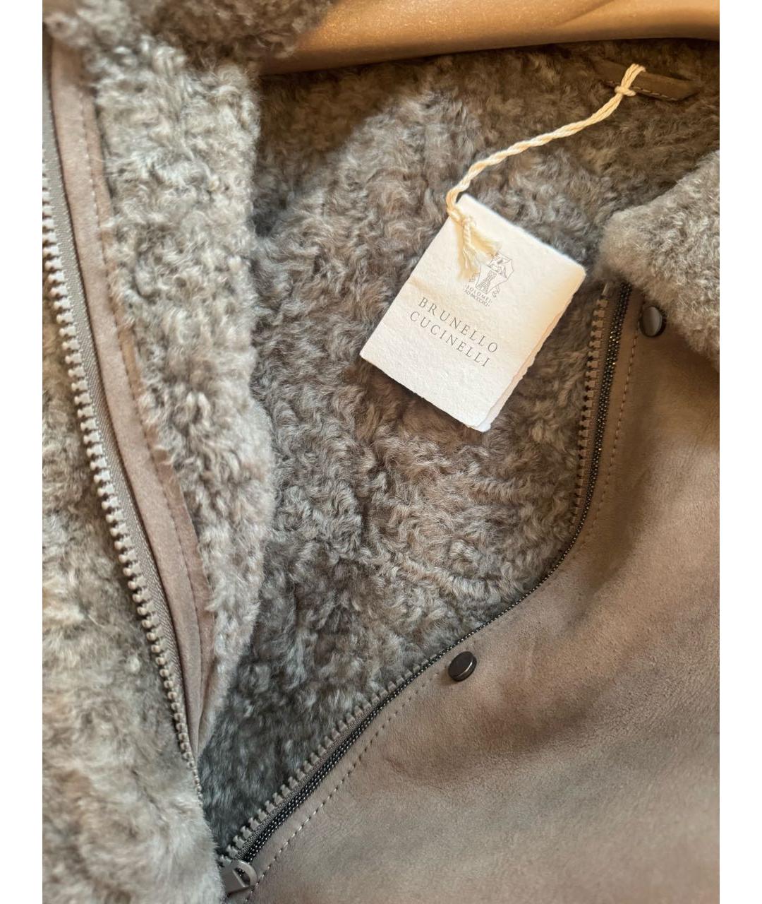 BRUNELLO CUCINELLI Серая меховая дубленка, фото 4