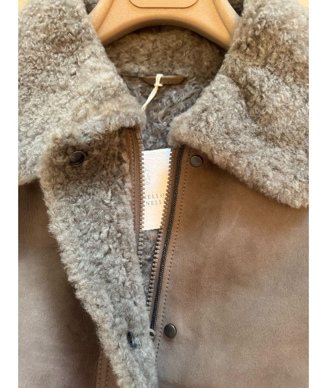 BRUNELLO CUCINELLI Серая меховая дубленка, фото 3