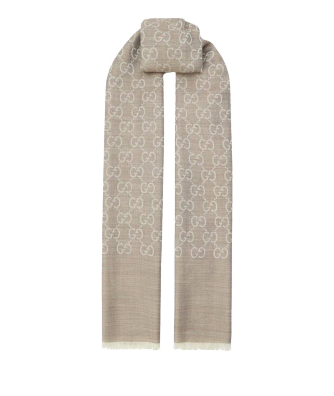 GUCCI Бежевый шерстяной шарф, фото 1