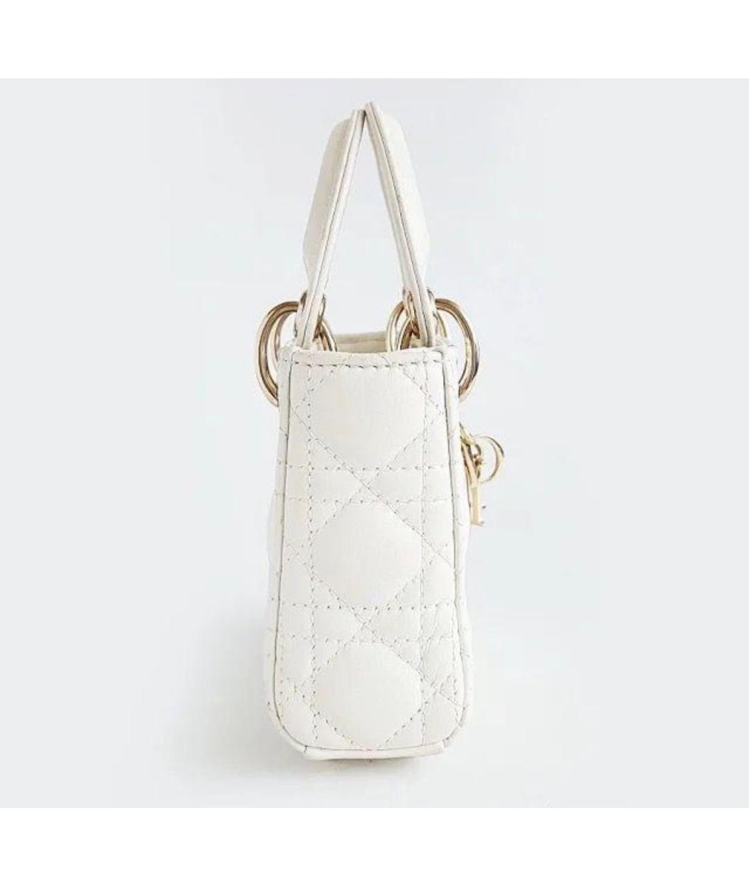 CHRISTIAN DIOR Белая кожаная сумка через плечо, фото 3