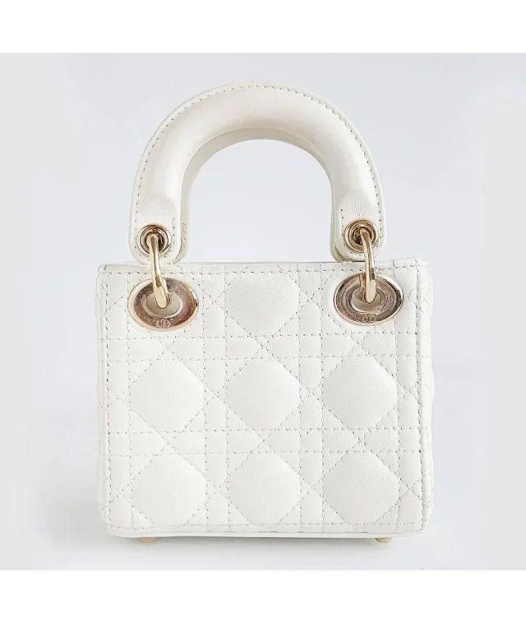 CHRISTIAN DIOR Белая кожаная сумка через плечо, фото 6