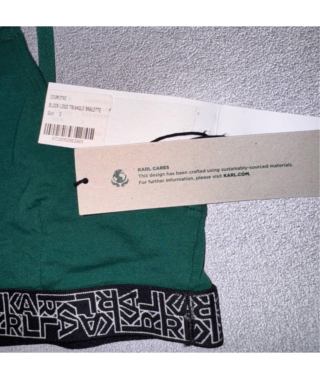 KARL LAGERFELD Зеленая хлопковая майка, фото 4