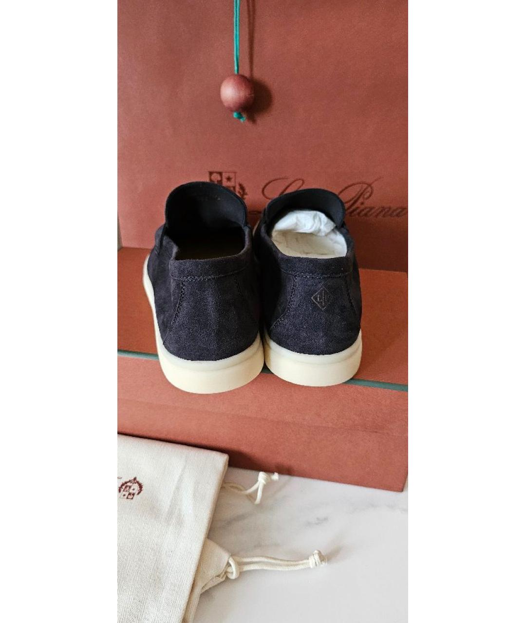 LORO PIANA Темно-синие замшевые лоферы, фото 4