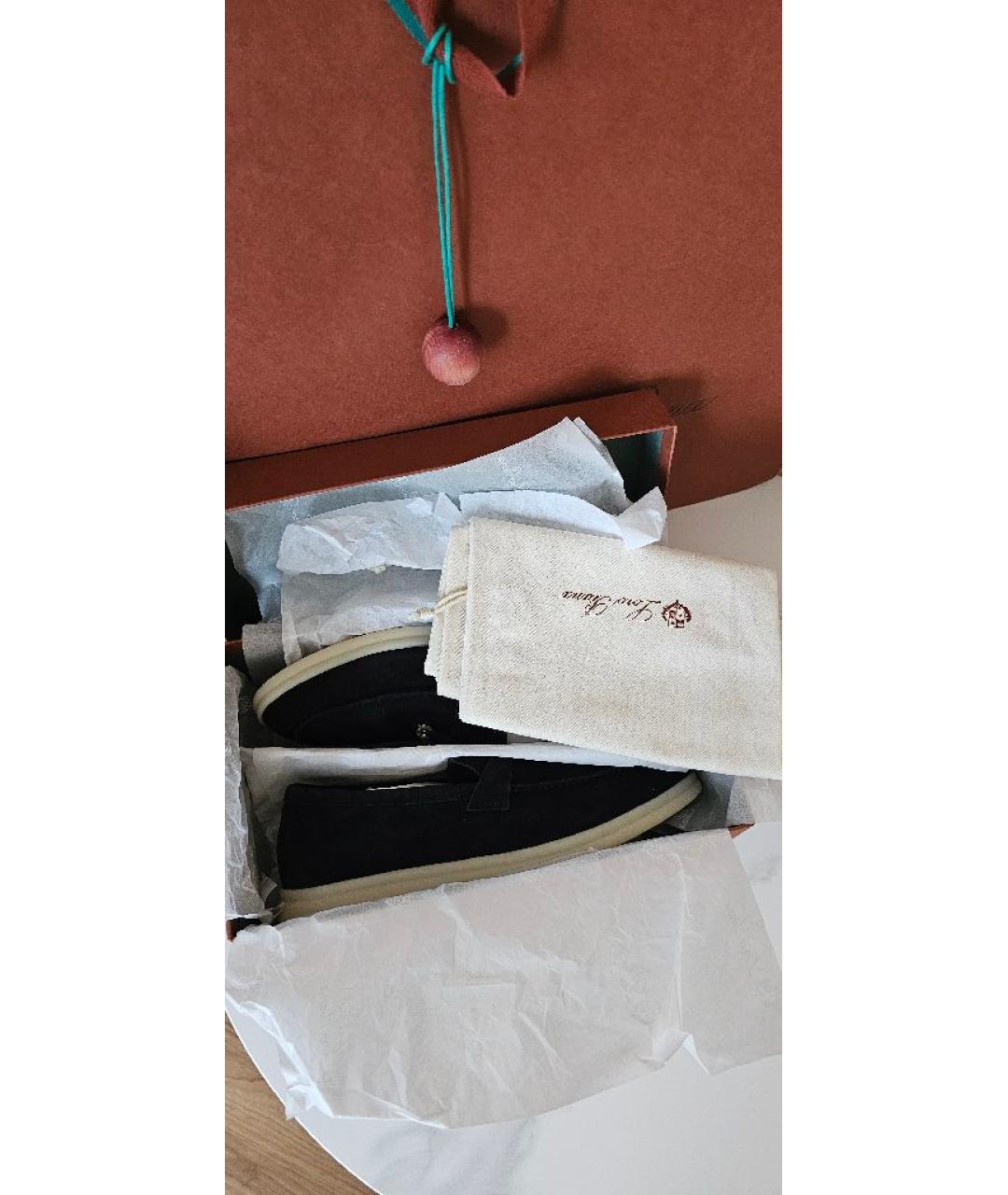 LORO PIANA Темно-синие замшевые лоферы, фото 8