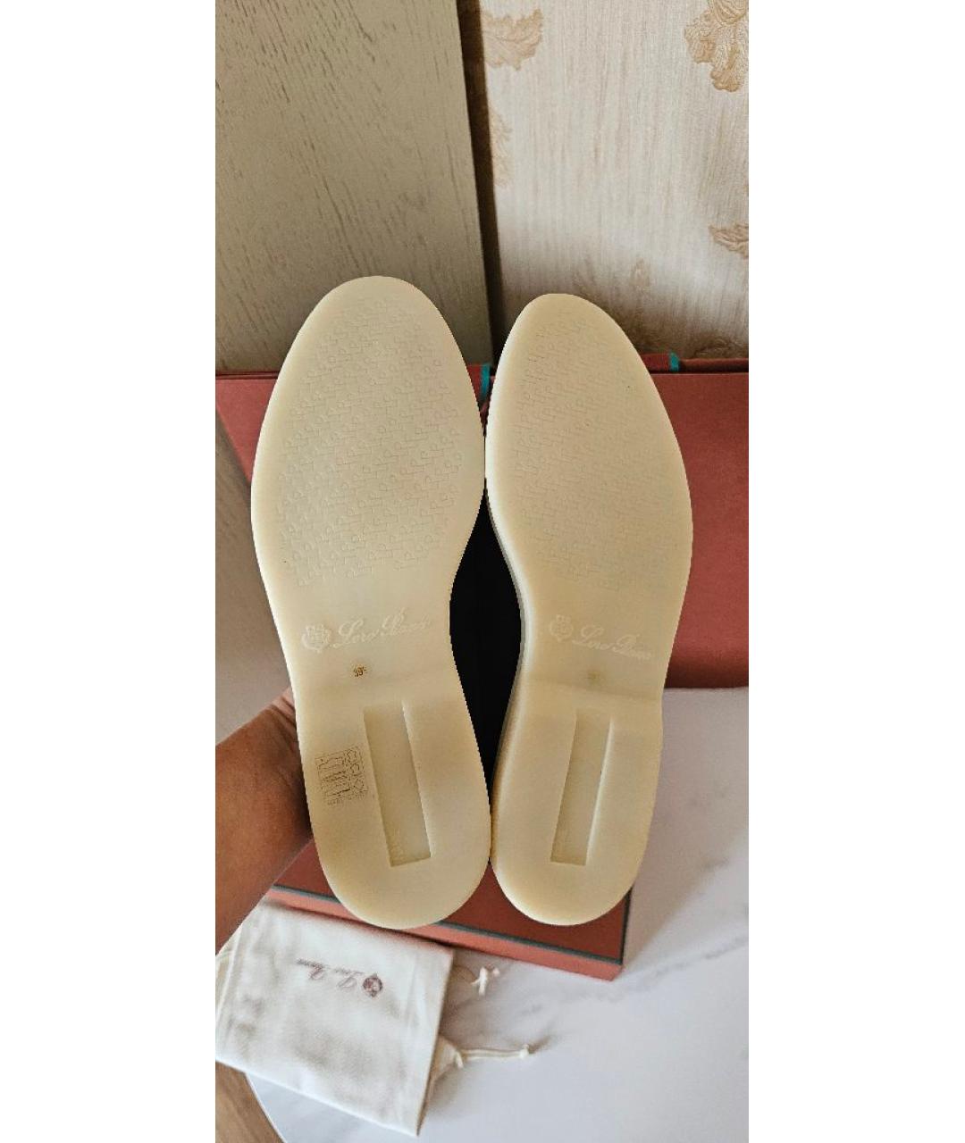 LORO PIANA Темно-синие замшевые лоферы, фото 5