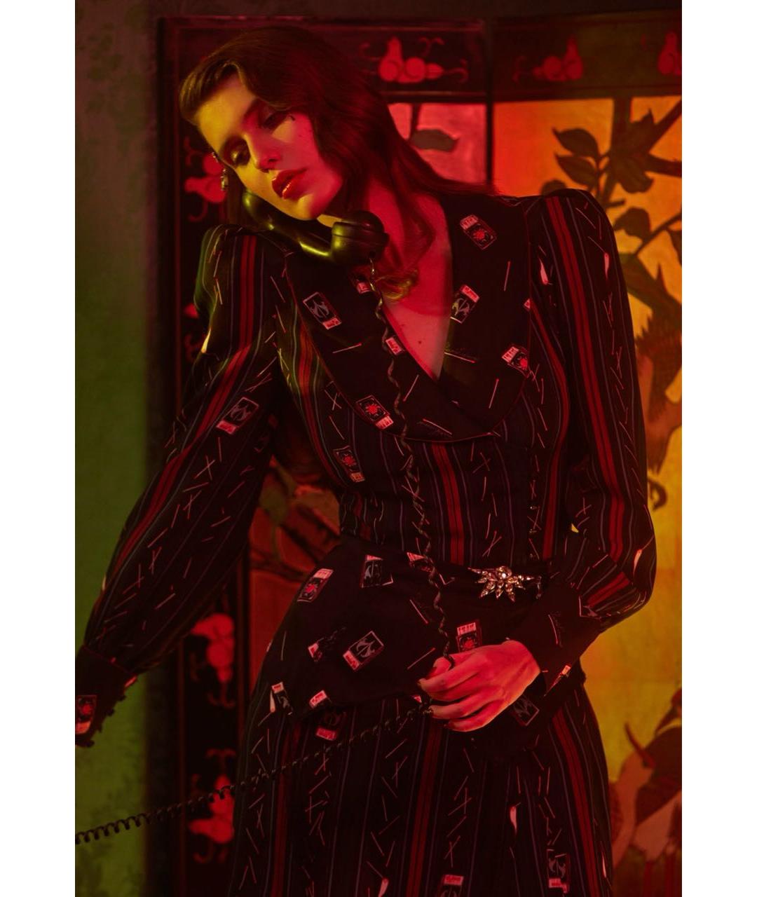 ULYANA SERGEENKO Черное шелковое повседневное платье, фото 3