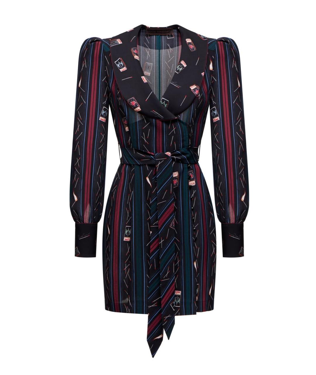 ULYANA SERGEENKO Черное шелковое повседневное платье, фото 4