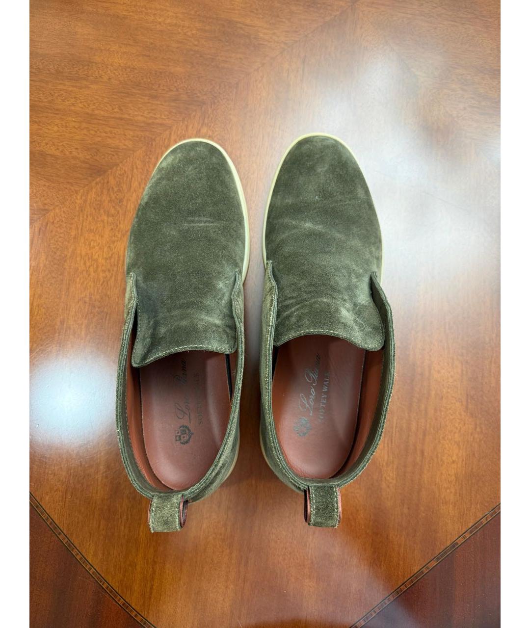 LORO PIANA Хаки замшевые лоферы, фото 3