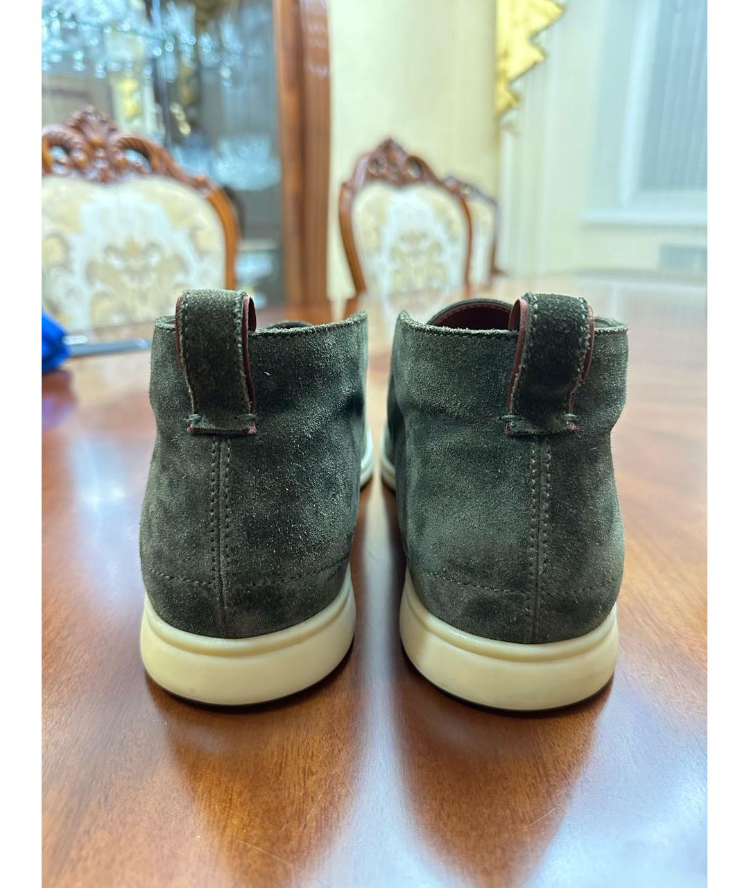 LORO PIANA Хаки замшевые лоферы, фото 4