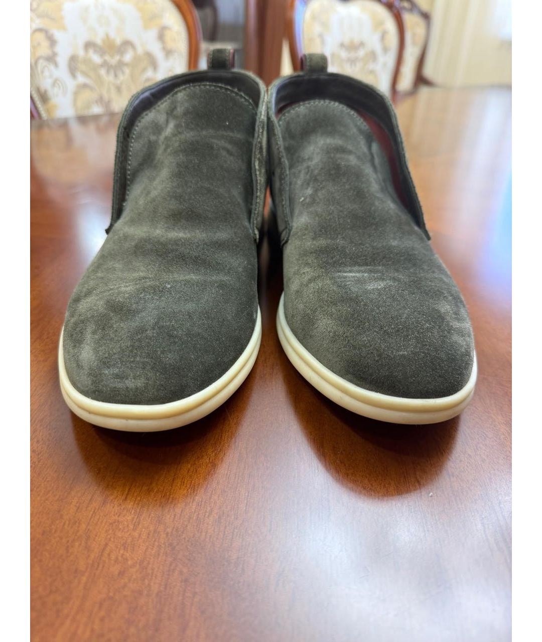 LORO PIANA Хаки замшевые лоферы, фото 2