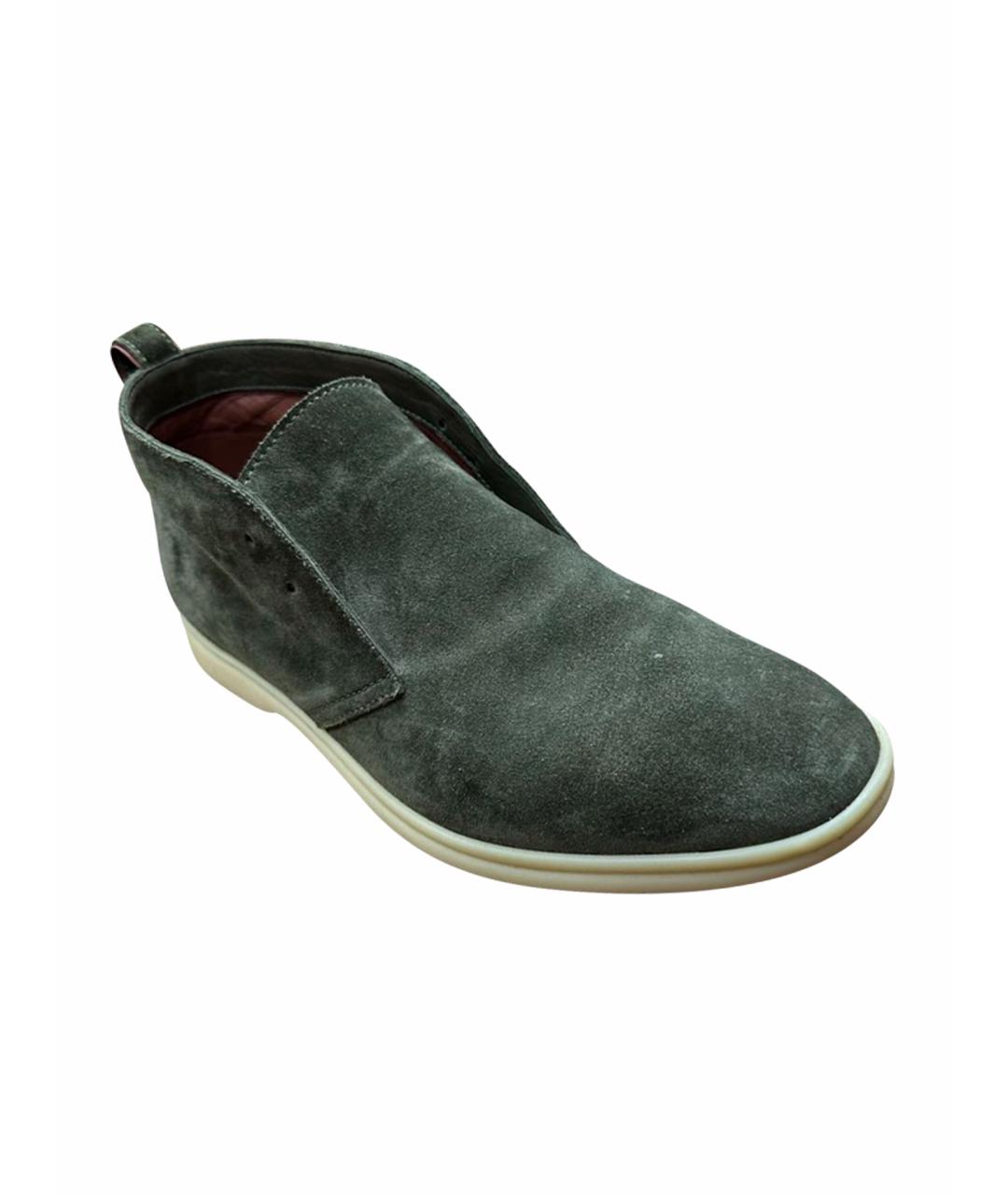 LORO PIANA Хаки замшевые лоферы, фото 1