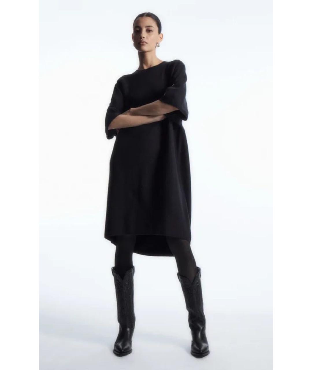 COS Темно-синее шерстяное повседневное платье, фото 3