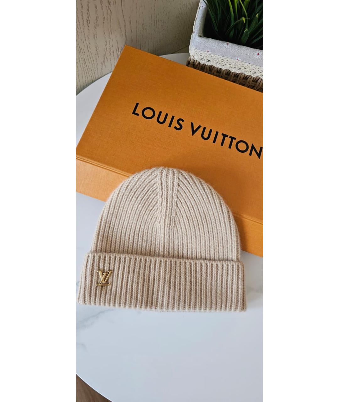 LOUIS VUITTON Бежевая шерстяная шапка, фото 3