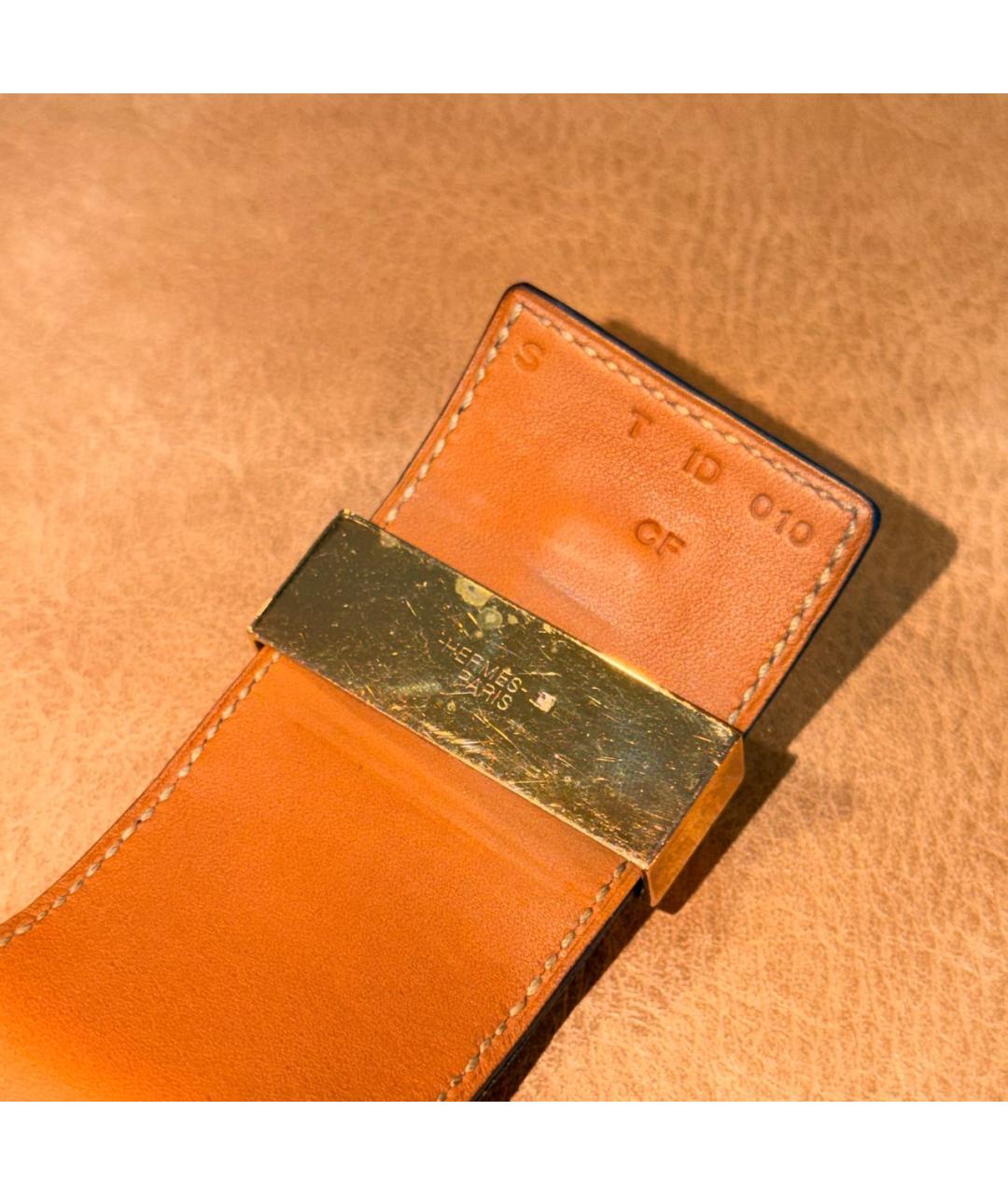 HERMES Черный кожаный браслет, фото 4