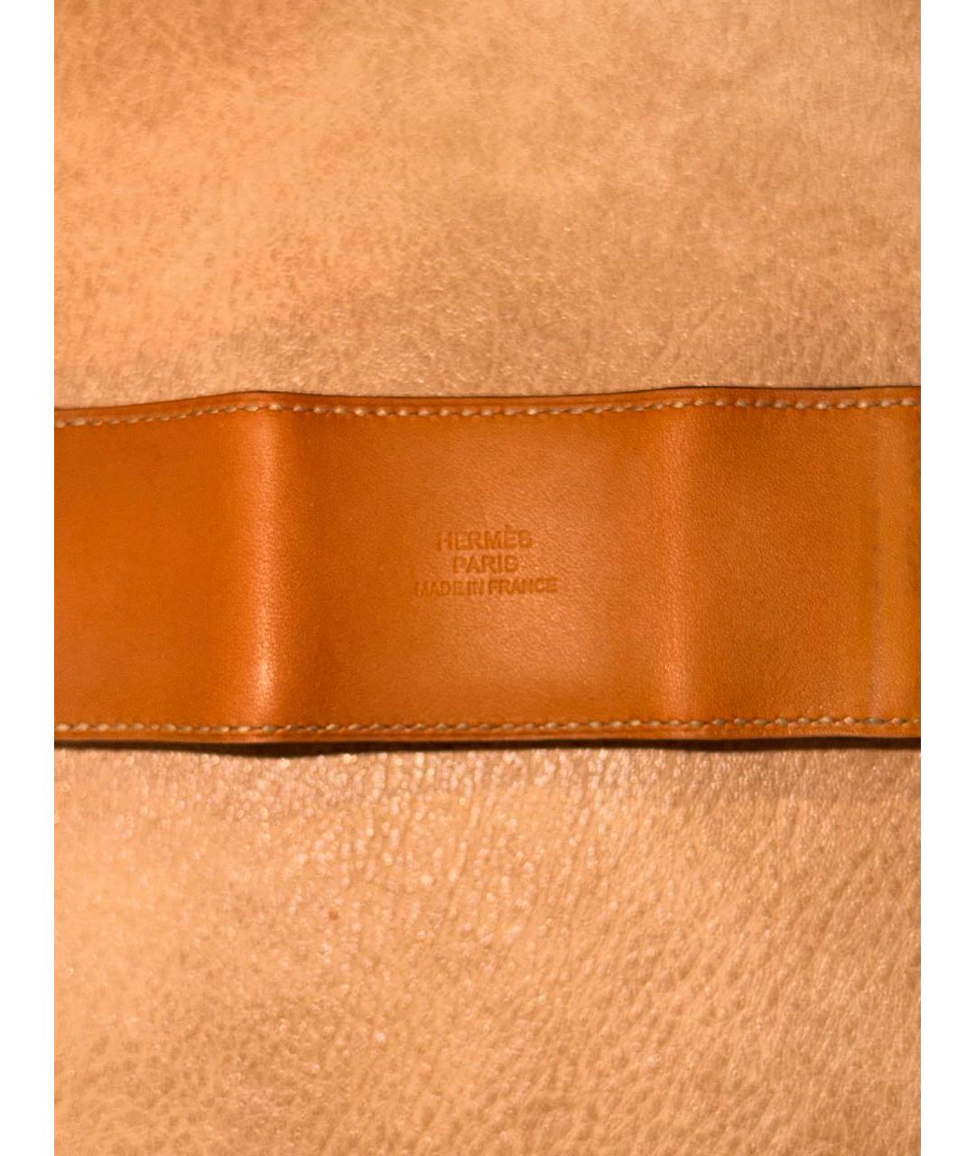 HERMES Черный кожаный браслет, фото 2