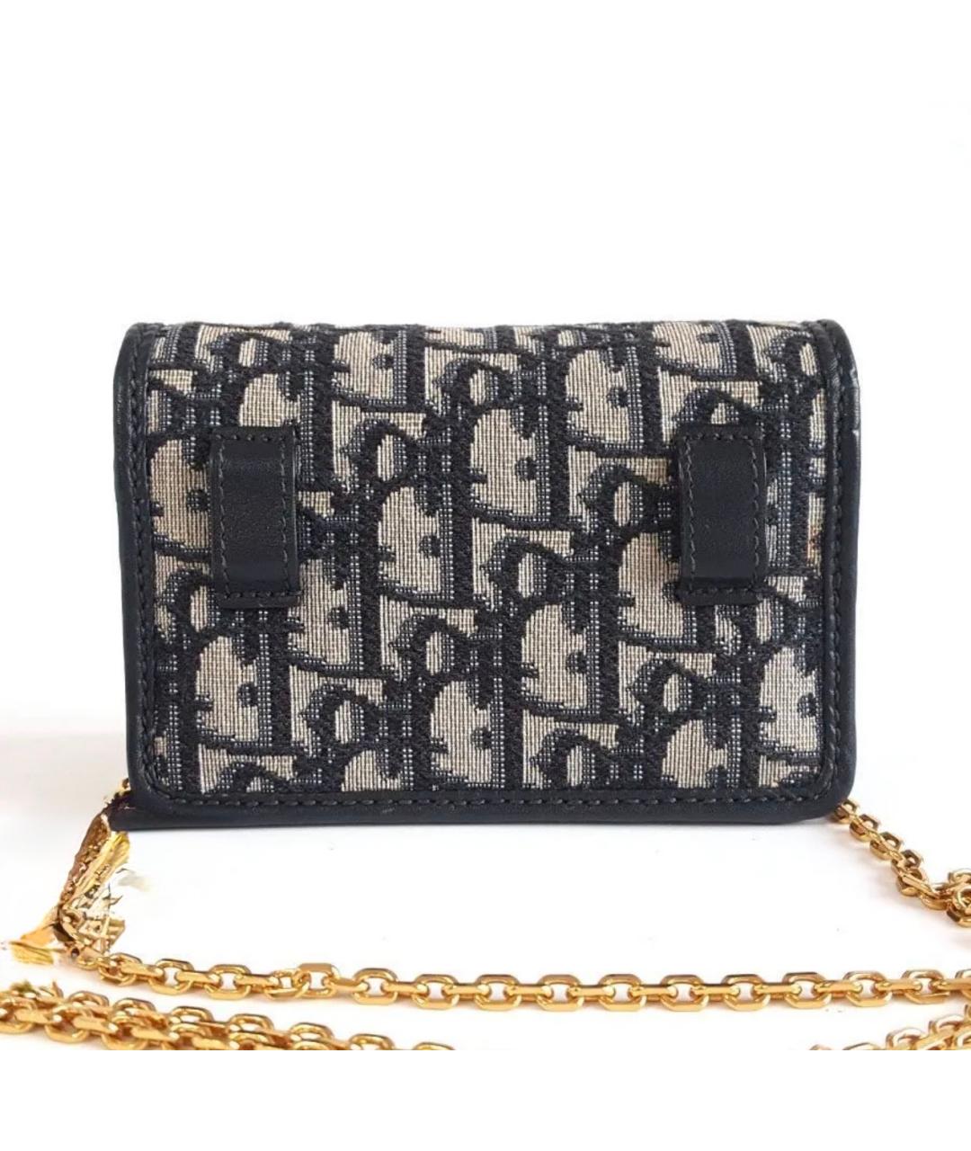 CHRISTIAN DIOR Темно-синяя жаккардовая сумка через плечо, фото 3