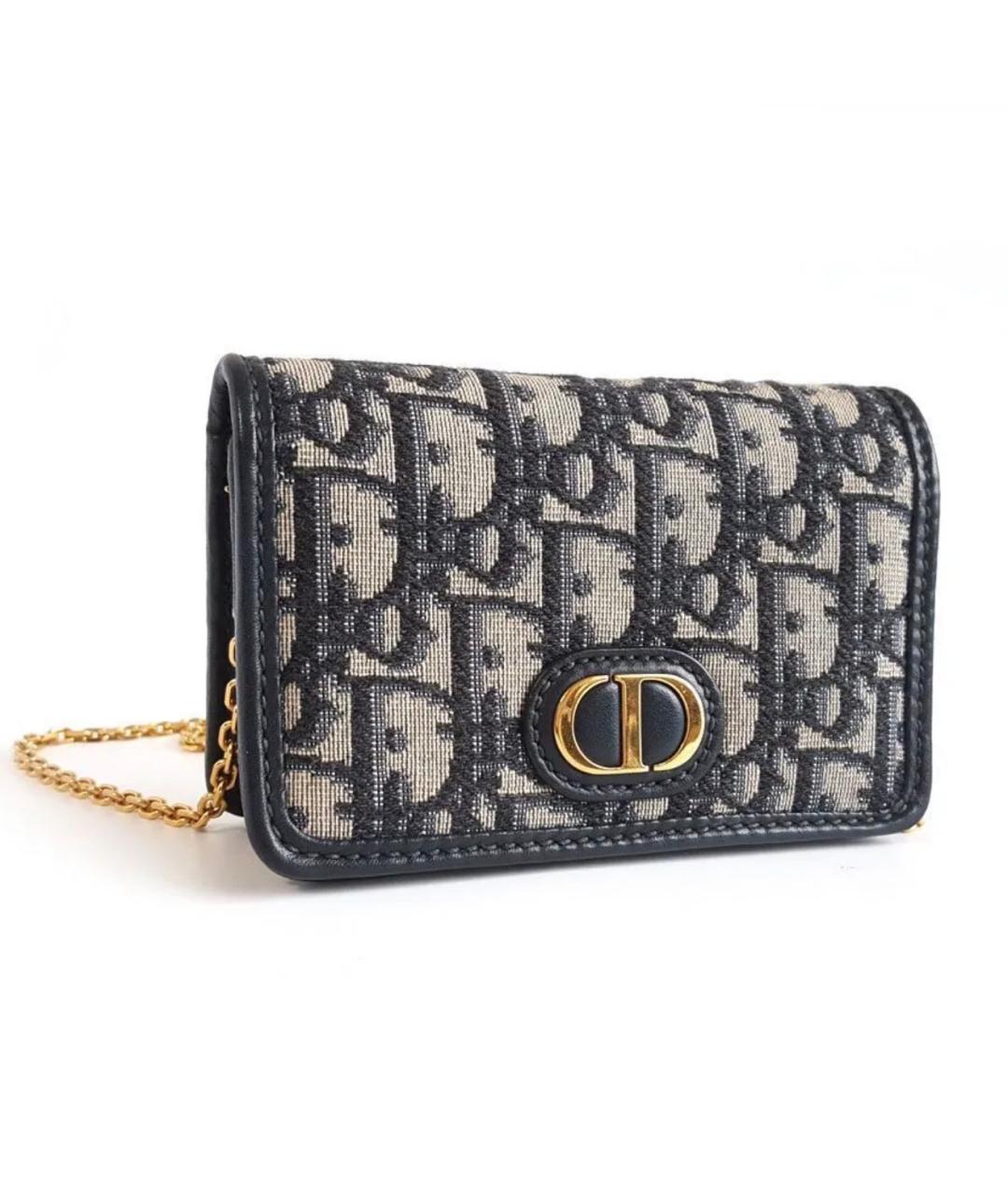 CHRISTIAN DIOR Темно-синяя жаккардовая сумка через плечо, фото 8