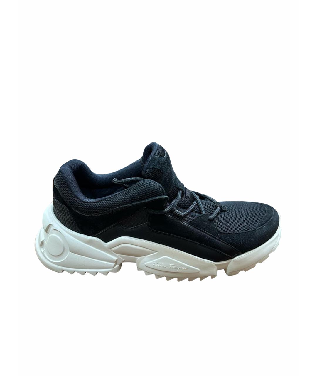 FERRAGAMO Черные текстильные низкие кроссовки / кеды, фото 1