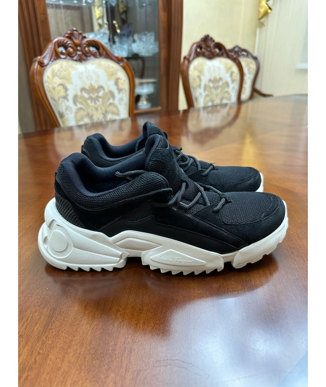 FERRAGAMO Черные текстильные низкие кроссовки / кеды, фото 5