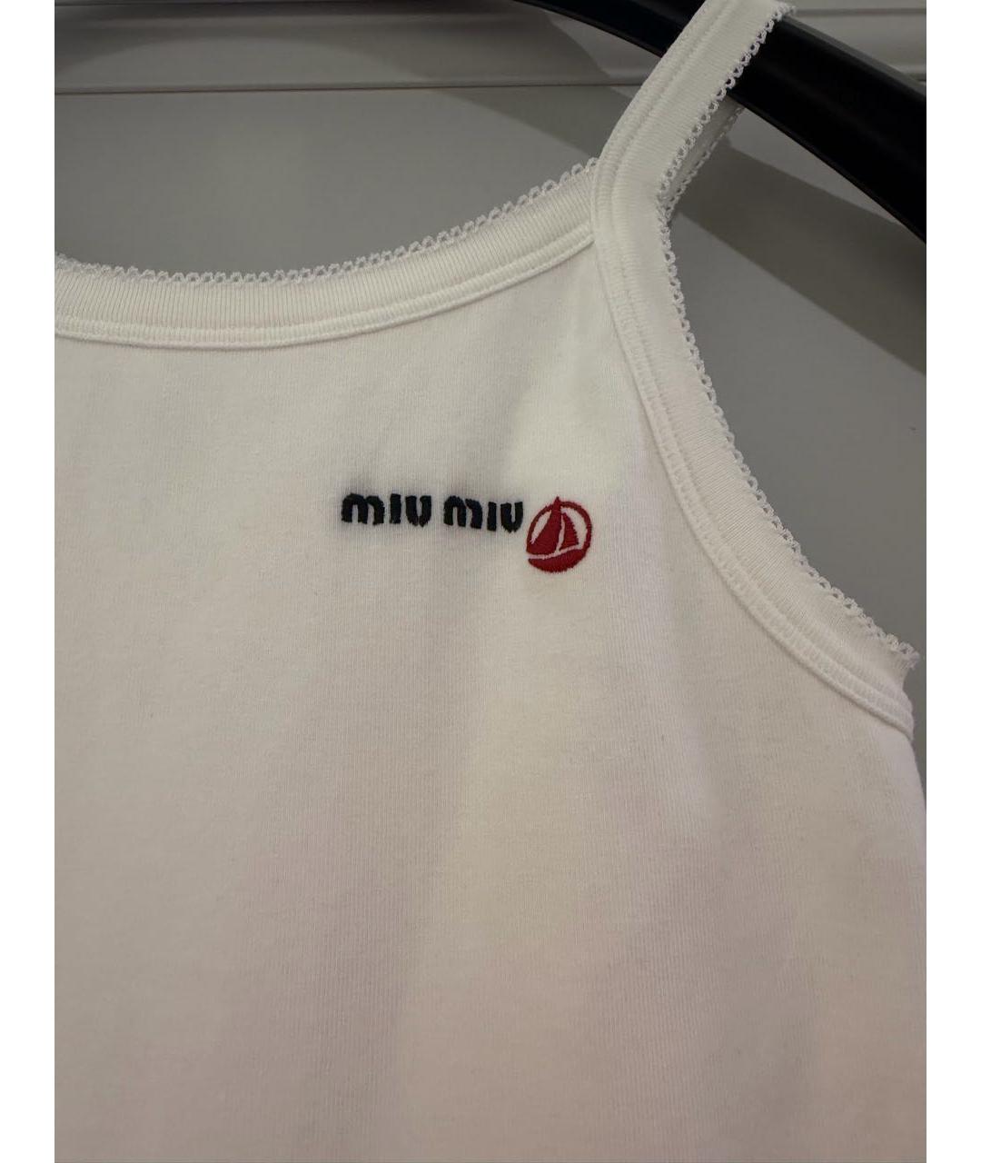 MIU MIU Белая хлопковая майка, фото 2