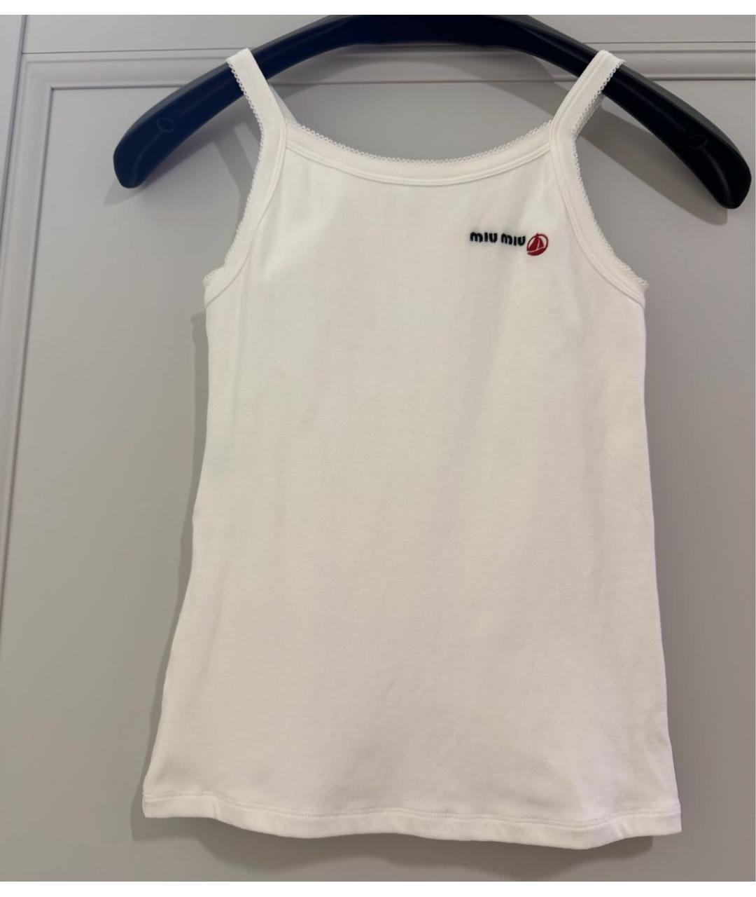 MIU MIU Белая хлопковая майка, фото 6