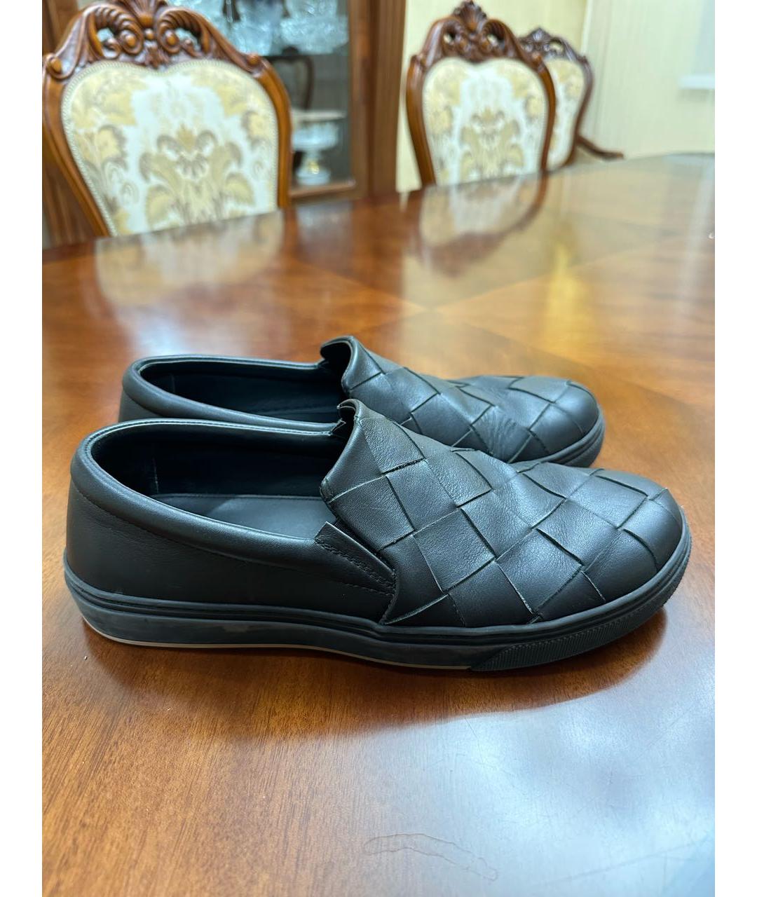 BOTTEGA VENETA Черные кожаные слипоны, фото 5