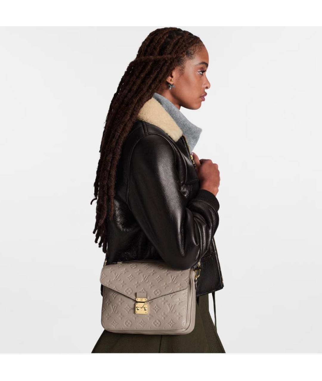 LOUIS VUITTON Бежевая кожаная сумка через плечо, фото 3