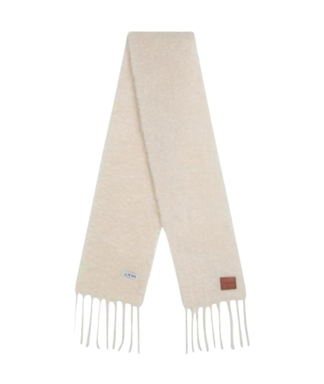 LOEWE Бежевый шерстяной шарф, фото 1